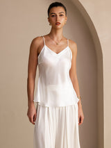 [Wit] SilkSilky-NL Spaghetti Strap V Neck Cami-Top 001