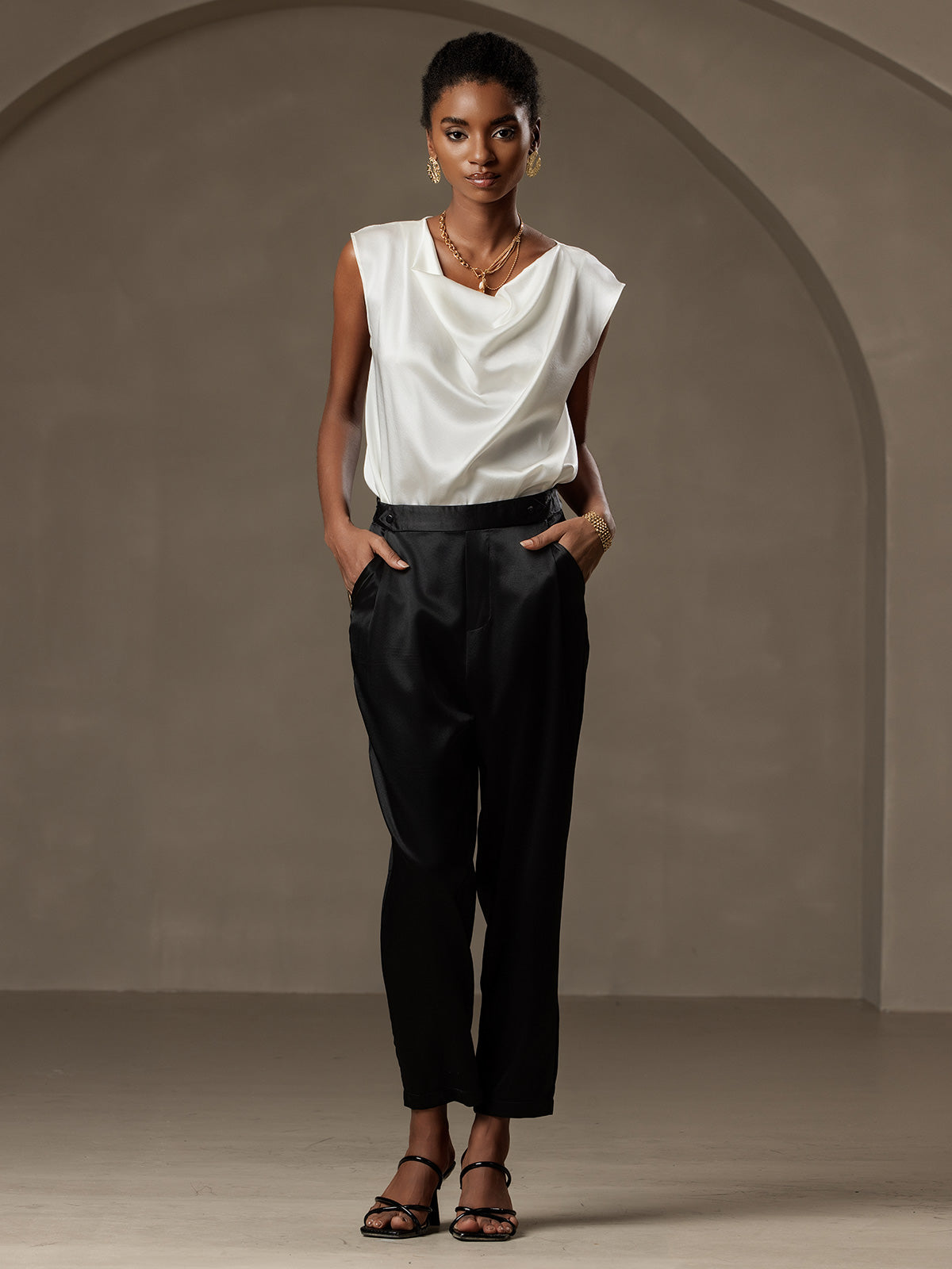 [Zwart] SilkSilky-NL 19Momme Zijde Womens Pants 006