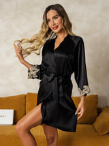 [Zwart] SilkSilky-NL 3/4 Sleeve Dames Kamerjas 001