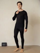 [Zwart] SilkSilky-NL Long Sleeve Round Neck Heren Lange Onderkleding 001