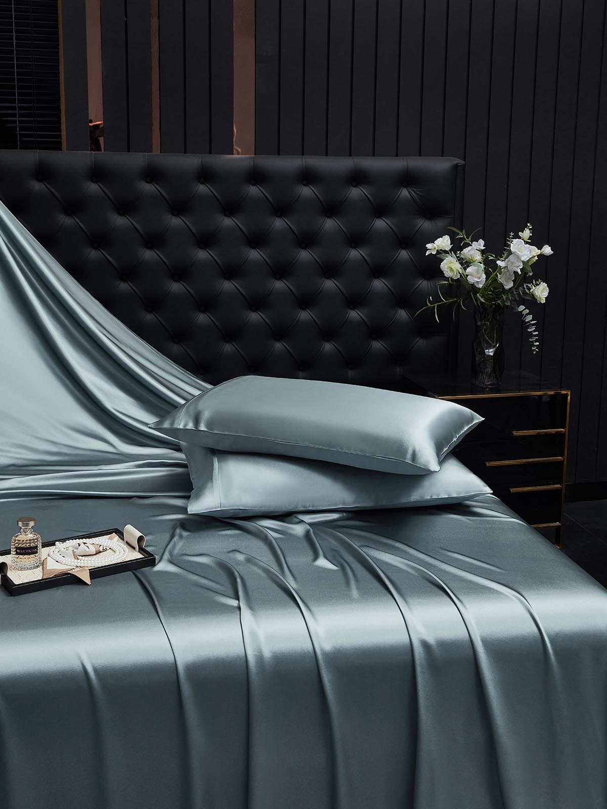 [Grijsachtig Blauw] SilkSilky-NL 22Momme Pillowcase 001