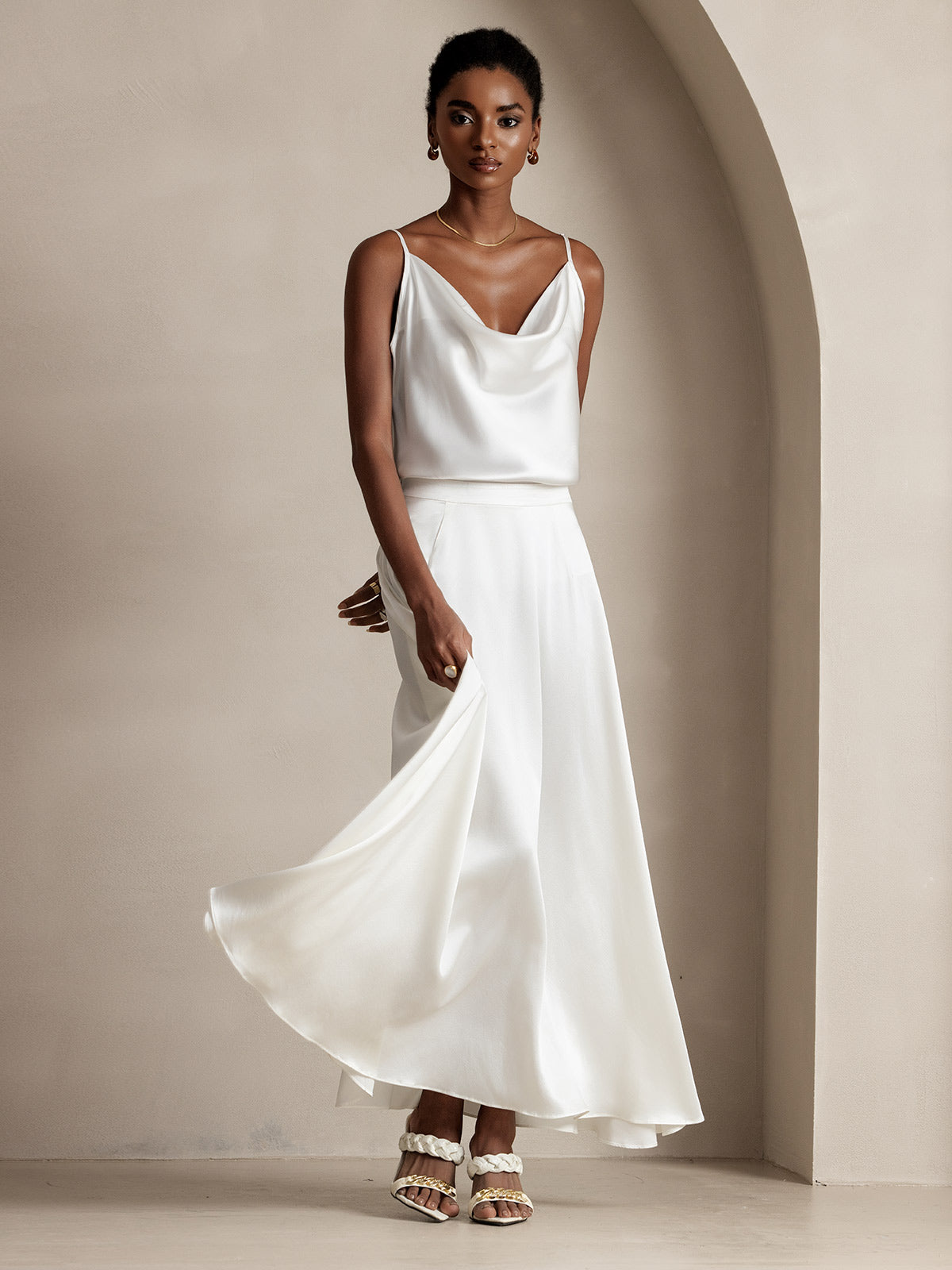 [Wit] SilkSilky-NL 19Momme Zijde Skirt 006