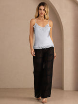 [Grijsachtig Blauw] SilkSilky-NL V Neck Cami-Top 007