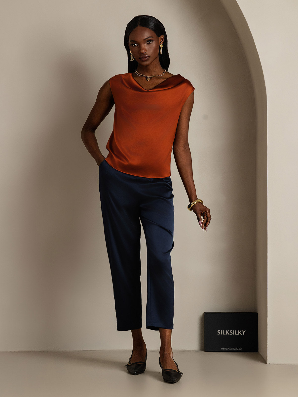 [Karamel] SilkSilky-NL 19Momme Zijde Womens T-Shirt 007