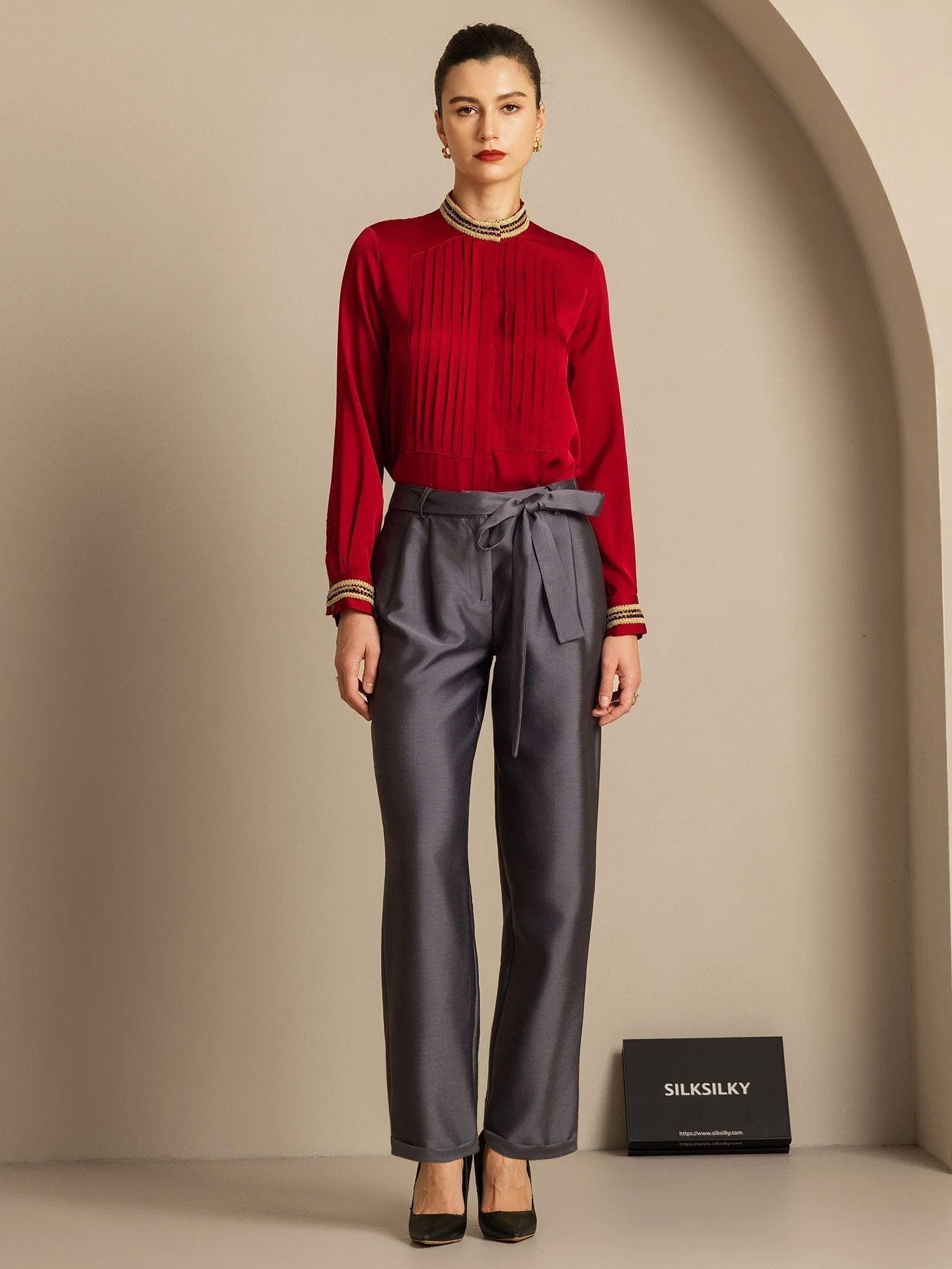 [Grijs] SilkSilky-NL 32Momme Zijde Womens Pants 006