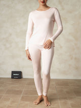 [Lichtroze] SilkSilky-NL Long Sleeve Round Neck Dames Lange Onderkleding 005