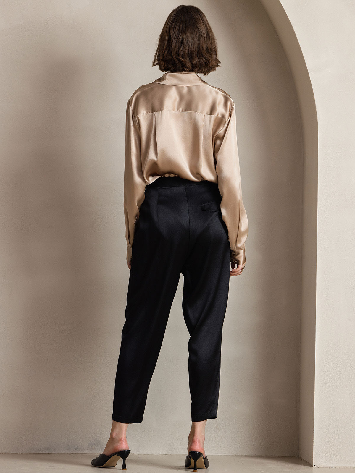 [Champagne] SilkSilky-NL Zijde Kraag Dames Blouse 004