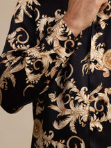 [Zwarte Draak] SilkSilky-NL Long Sleeve Lapel Collar Heren Shirt 007