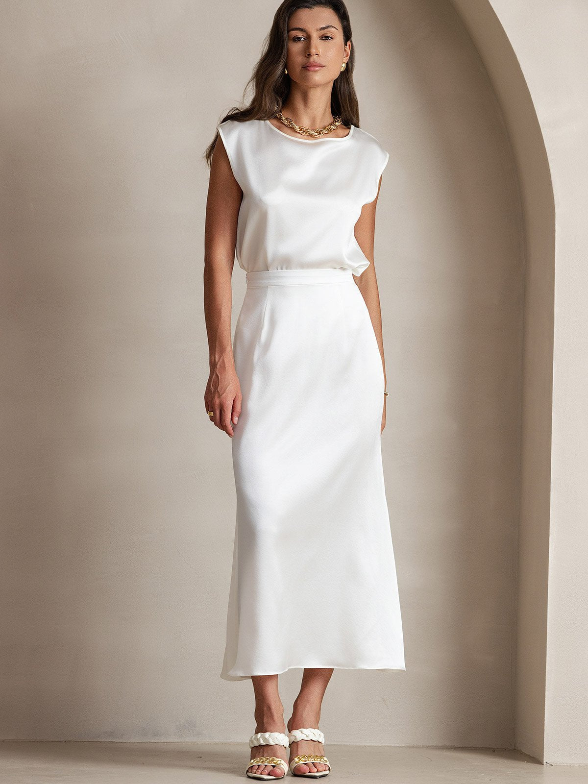 [Wit] SilkSilky-NL 19Momme Zijde Skirt 006