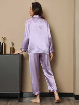 [Lavendel] SilkSilky-NL Lange Mouw Notchkraag Dames Pyjama Set 002