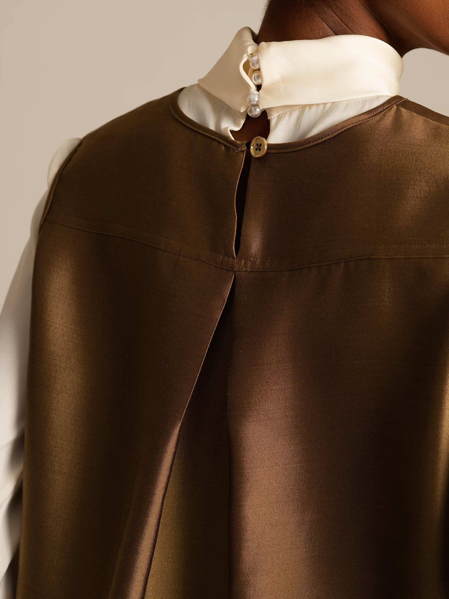 [Brons] SilkSilky-NL 32Momme Silk-Wool Blend Womens Vest 004,