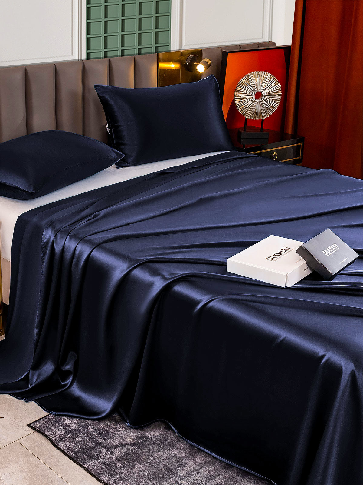 [Donkerblauw] SilkSilky-NL 25Momme Bedding Set 004