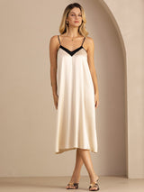 [Rijstbeige] SilkSilky-NL V Neck Jurk 006