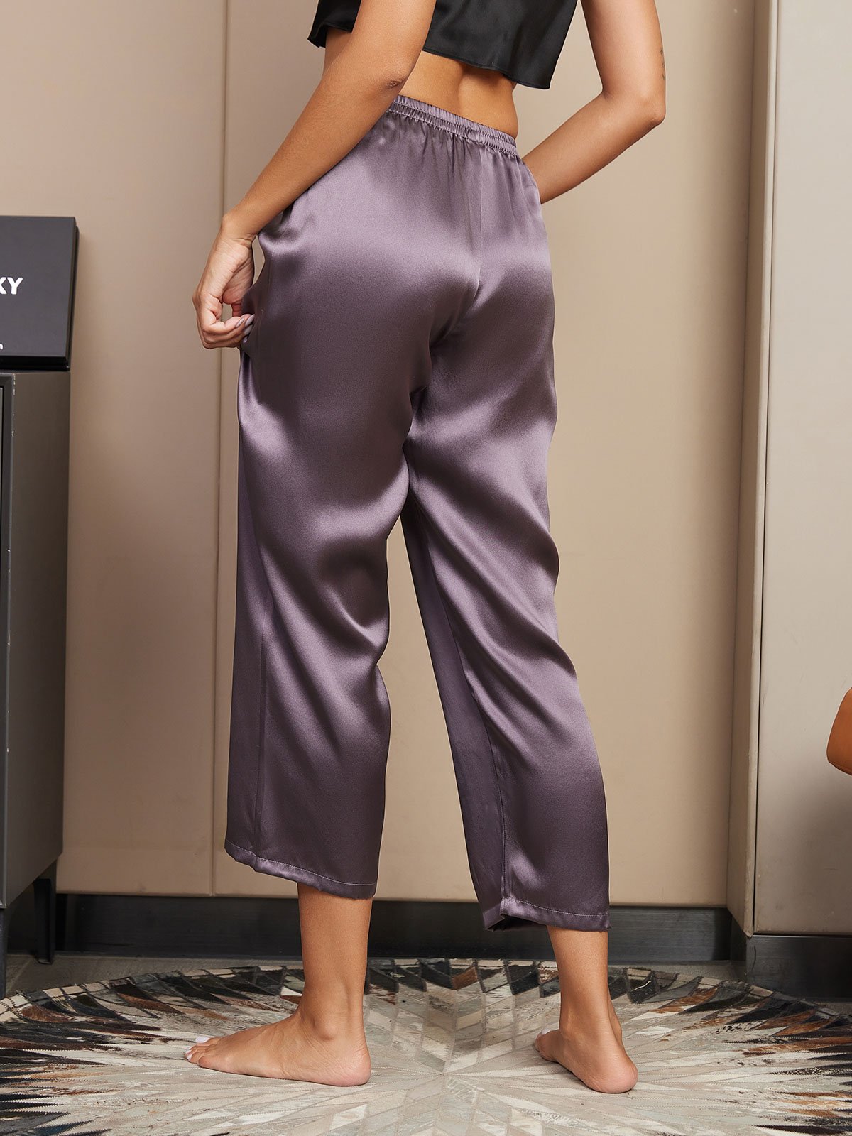 [Paars Grijs] SilkSilky-NL Womens Sleep Bottoms 002