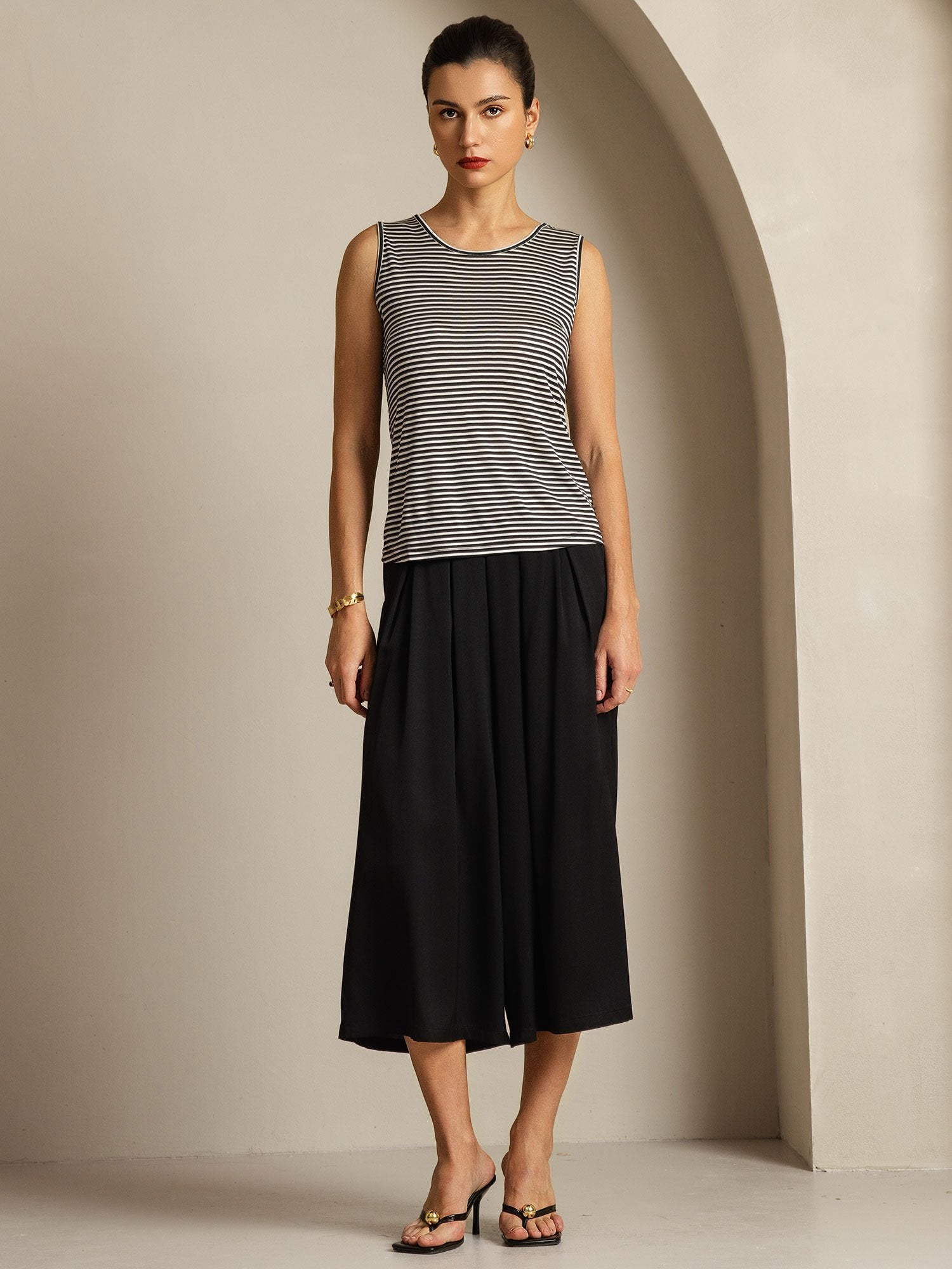 [WitteStreep] SilkSilky-NL Zijde Ronde Hals Cami-Top 006
