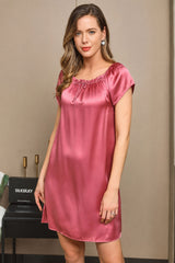 [Bleek Mauve] SilkSilky-NL Cap Sleeve Square Neck Nachthemd 006