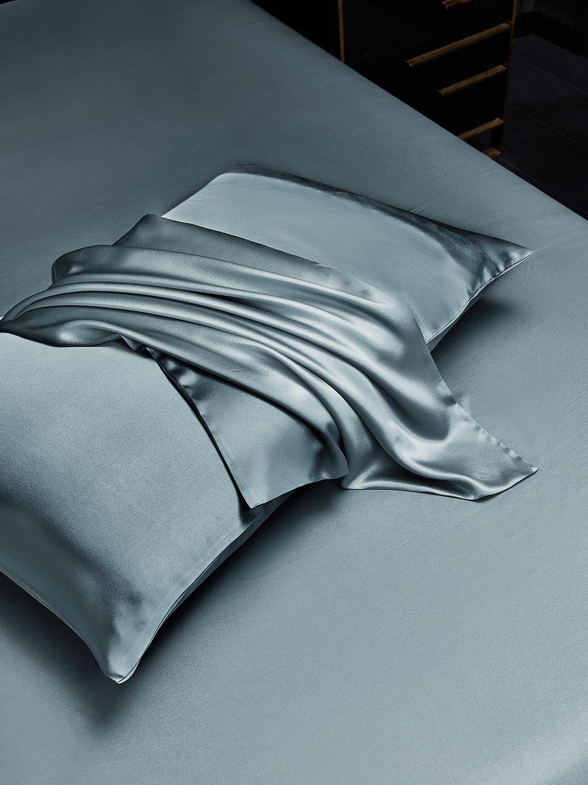 [Grijsachtig Blauw] SilkSilky-NL 22Momme Pillowcase 003