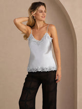 [Grijsachtig Blauw] SilkSilky-NL V Neck Cami-Top 001