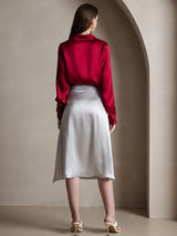 [Wijn] SilkSilky-NL Long Sleeve Lapel Collar Dames Blouse 004