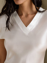 [Wit] SilkSilky-NL Cap Sleeve V Neck Jurk 004
