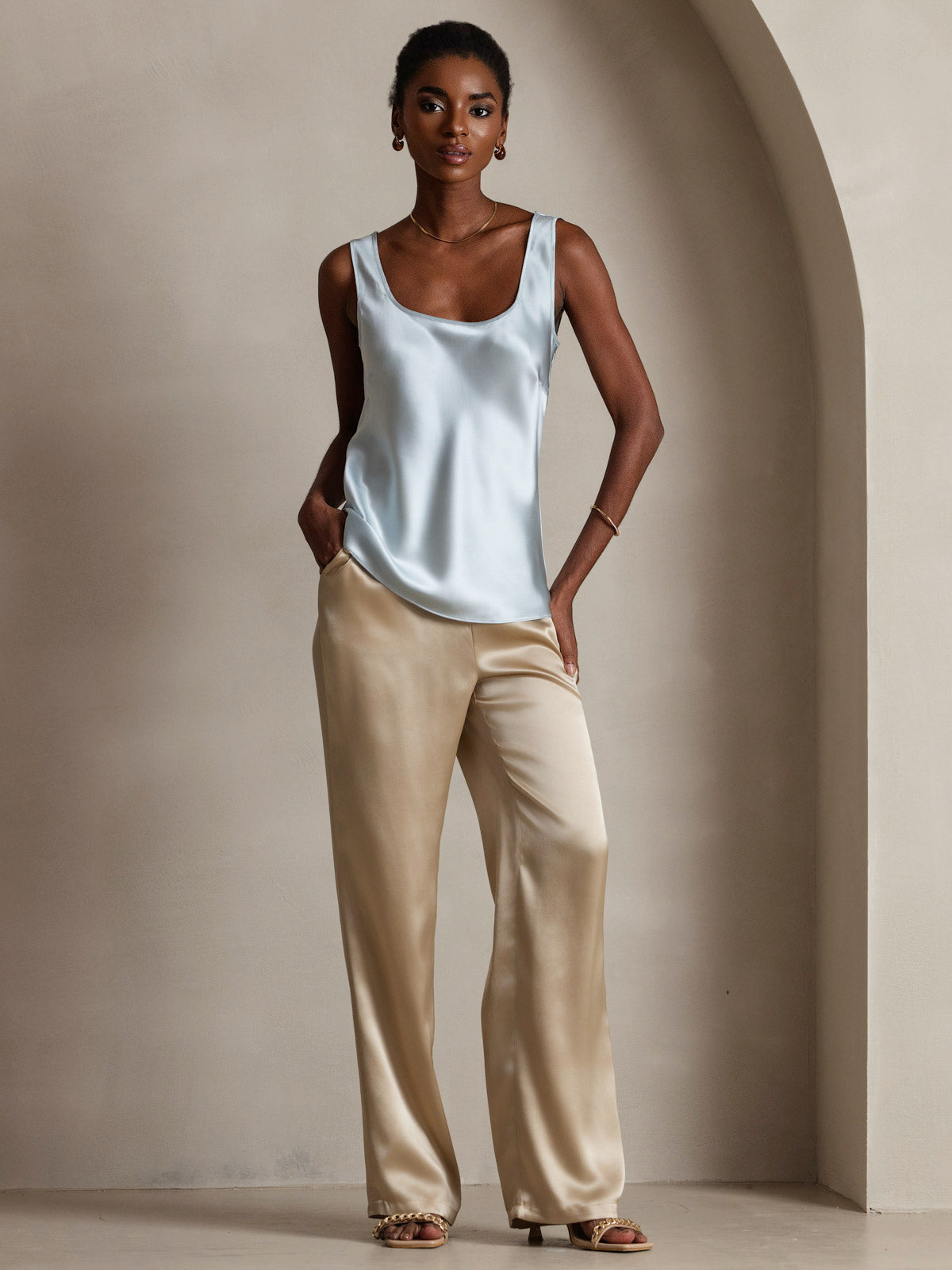 [Lichtblauw] SilkSilky-NL 19Momme Zijde Camisoles 008