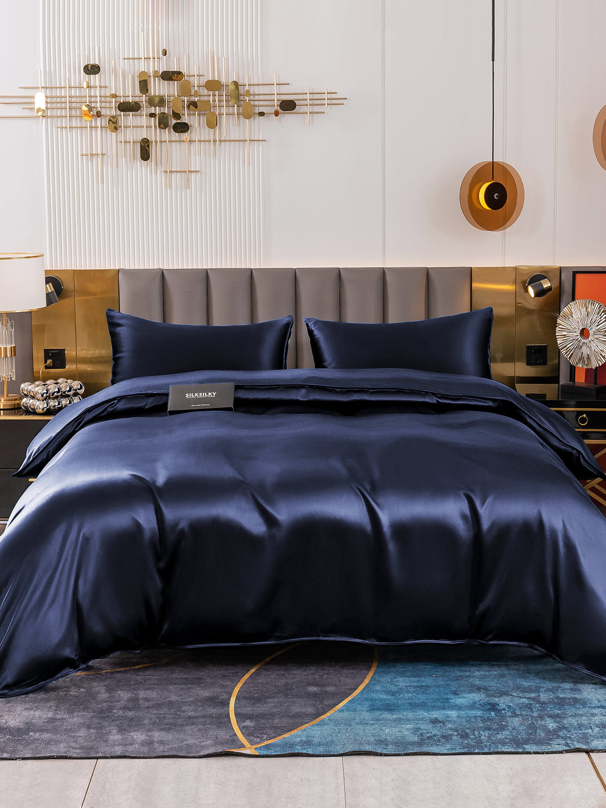 [Donkerblauw] SilkSilky-NL 19Momme Bedding Set 002