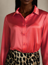 [Keizerlijk Rood] SilkSilky-NL 19Momme Lange Mouw Reverskraag Dames Blouse 009