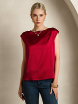 [Wijn] SilkSilky-NL Cap Sleeve Round Neck Dames T-Shirt 004