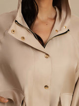 [Tan] SilkSilky-NL Lange Mouw Hoge Hals Dames Bovenkleding 007