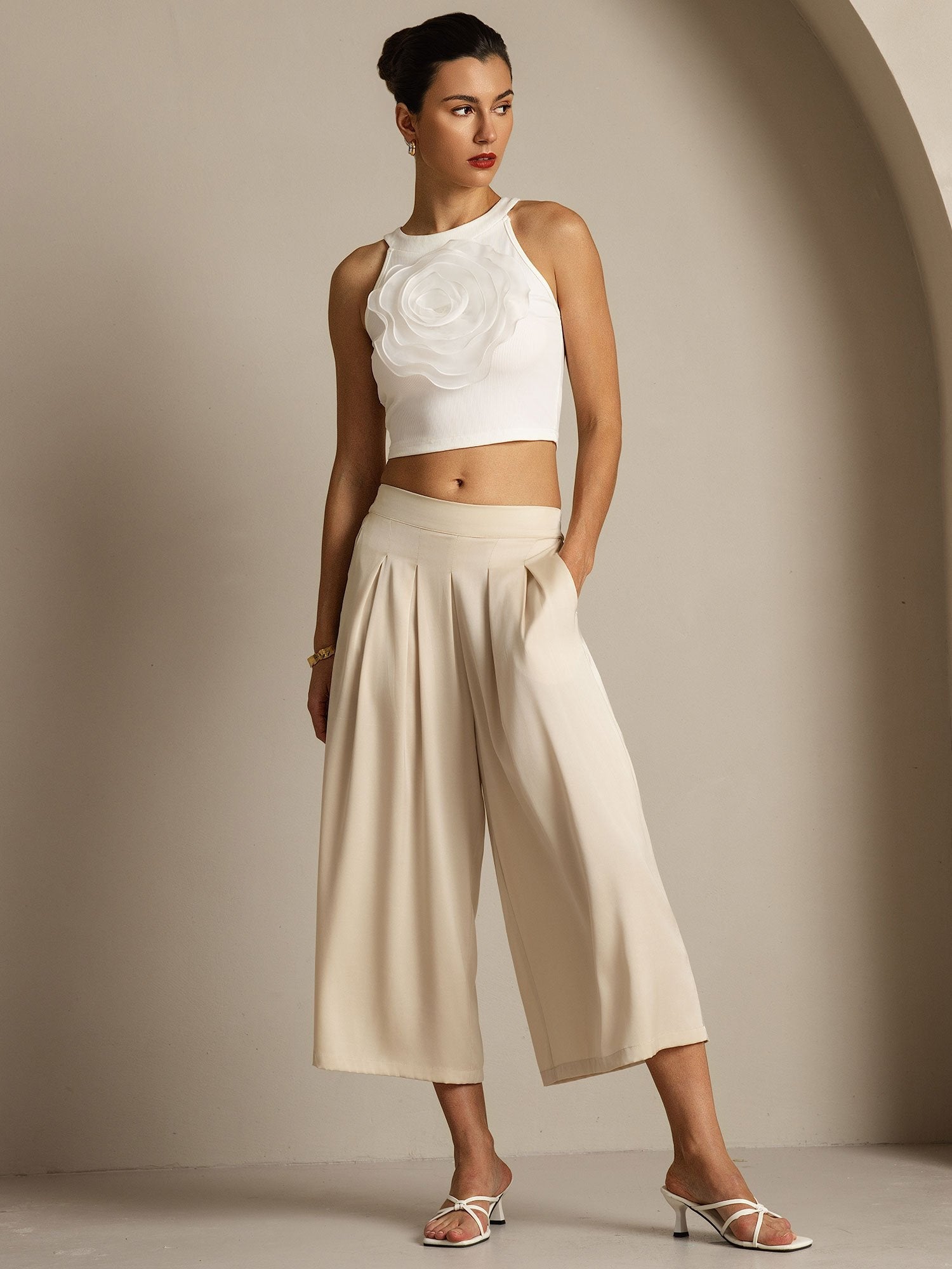 [Beige] SilkSilky-NL 19Momme Zijde Womens Pants 007
