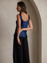 [Donkerblauw] SilkSilky-NL Sleeveless Cami-Top 004
