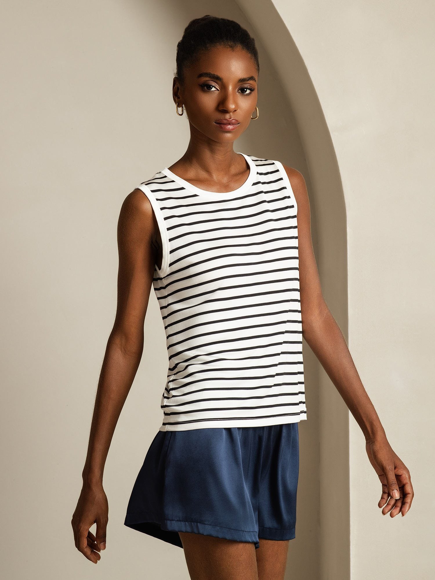 [WitteStreep] SilkSilky-NL Zijde Ronde Hals Cami-Top 003