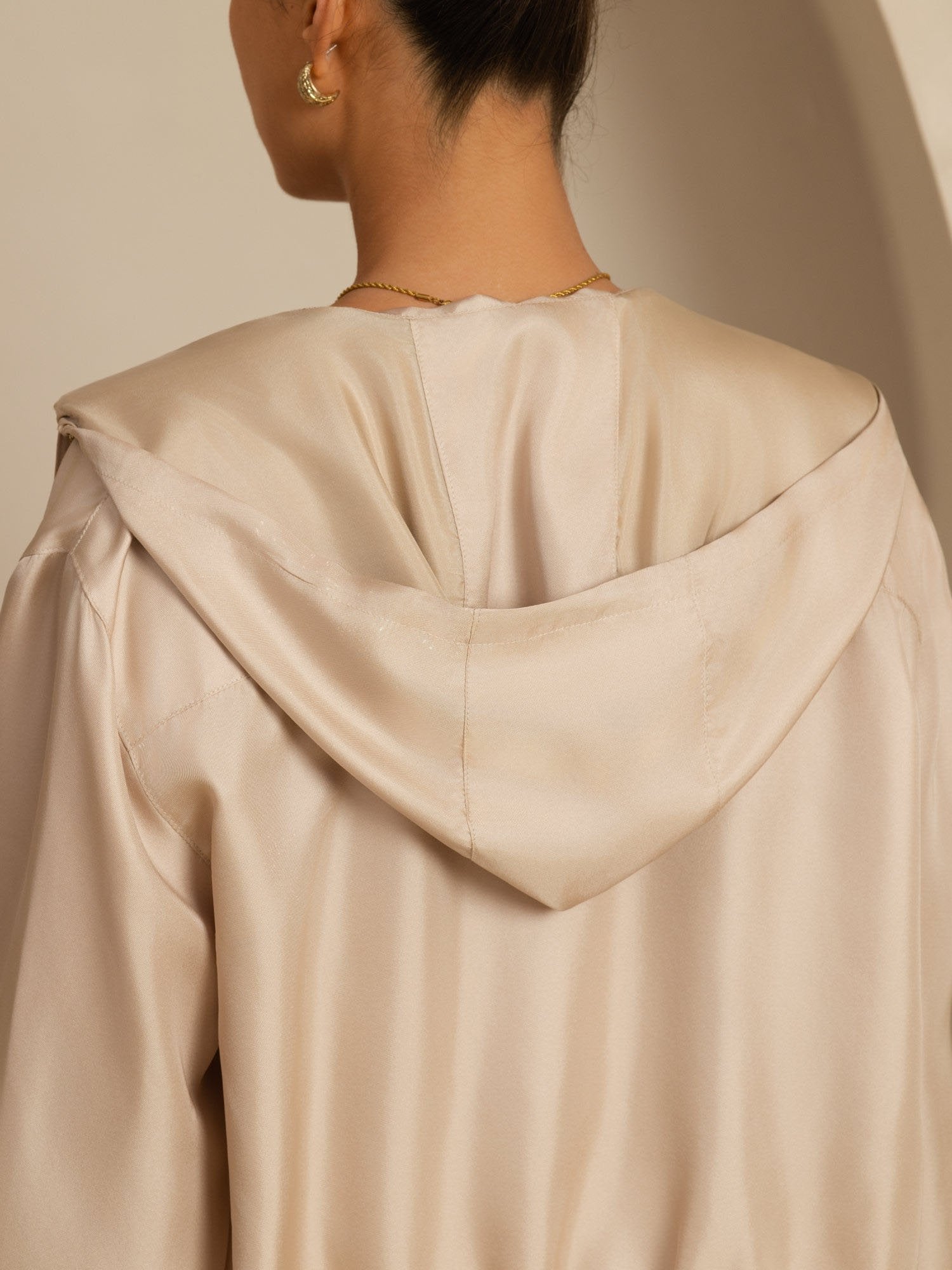[Tan] SilkSilky-NL 18Momme Lange Mouw Staande Kraag Dames Bovenkleding 004