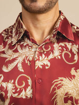 [Wijnrode Draak] SilkSilky-NL Long Sleeve Lapel Collar Heren Shirt 005