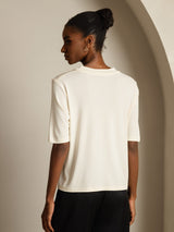 [Beige] SilkSilky-NL Half Sleeve Crew Hals Dames T-Shirt 002