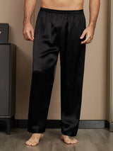 [Zwart] SilkSilky-NL Pure Silk Mens Sleep Bottoms 003
