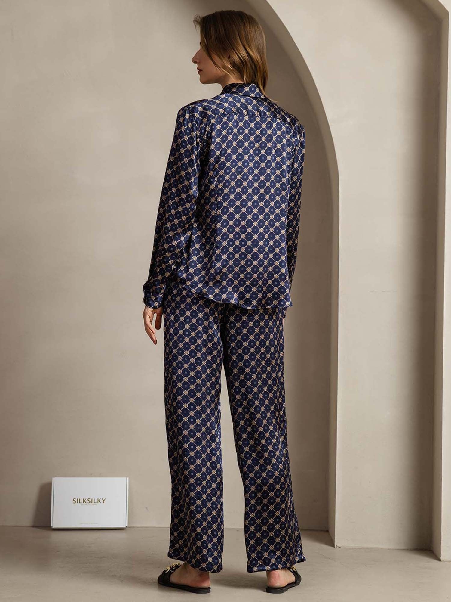 [Marine Ketting] SilkSilky-NL 19Momme Zijde Kraag Women''s Outfit Sets 002