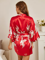 [Donkerrood] SilkSilky-NL 3/4 Sleeve Dames Kamerjas 002