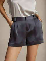 [Donkergrijs] SilkSilky-NL 19Momme Zijde Womens Shorts 001,