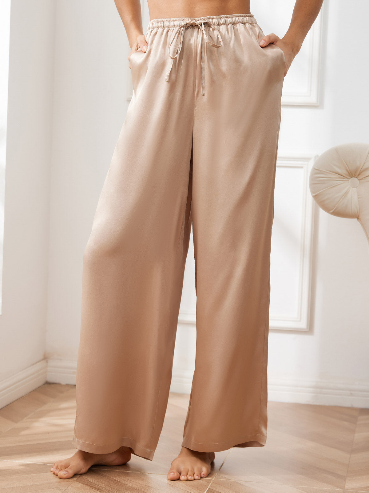 SilkSilky NL Pure Silk Womens Pants Champagne 003