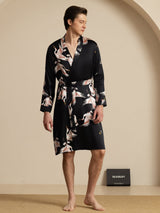 [Zwart] SilkSilky-NL 19Momme Mens Robe 005
