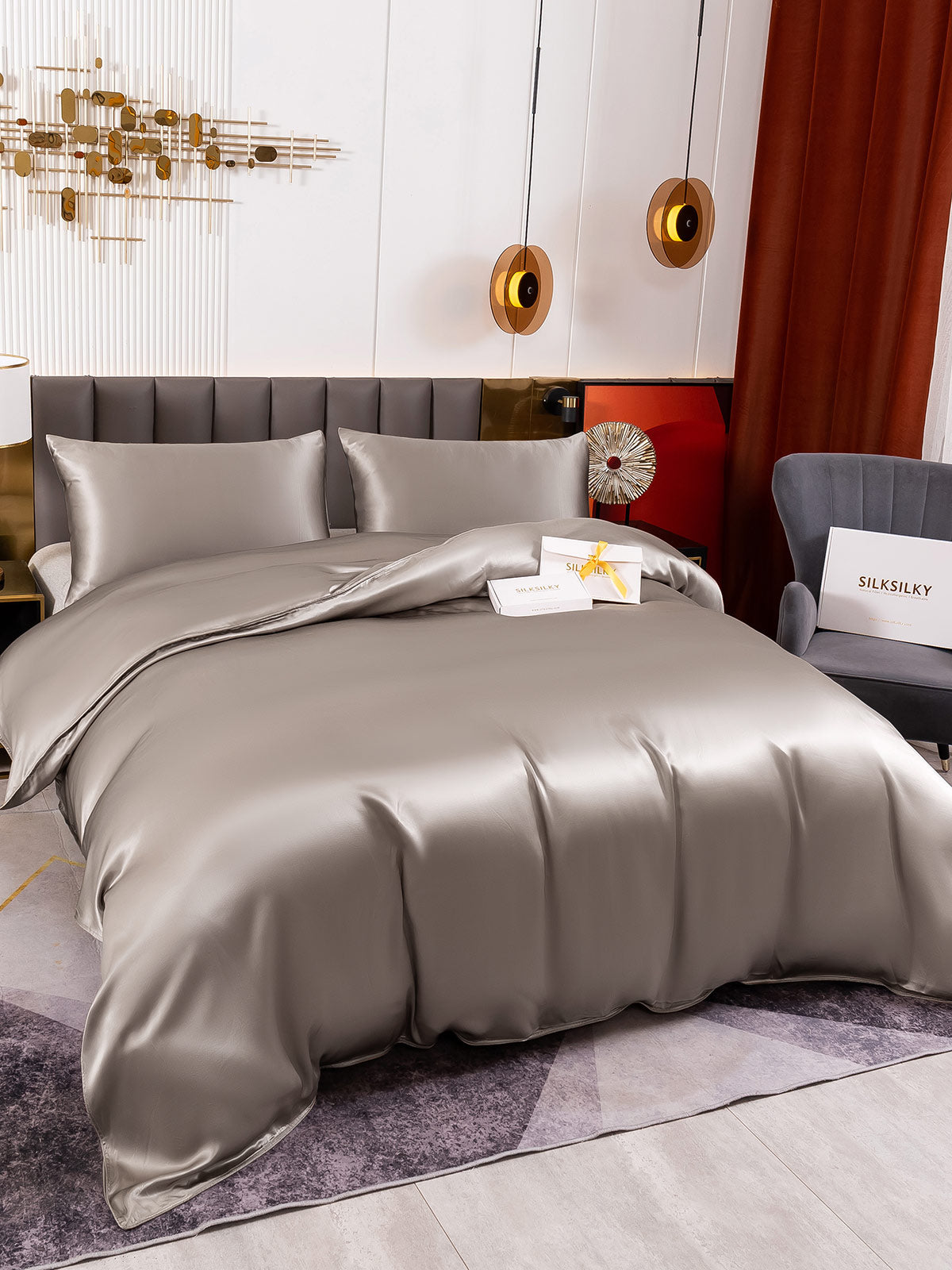 [Grijs] SilkSilky-NL 19Momme Bedding Set 003