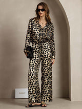 [Leopard] SilkSilky-NL 19Momme Zijde Kraag Women''s Outfit Sets 005