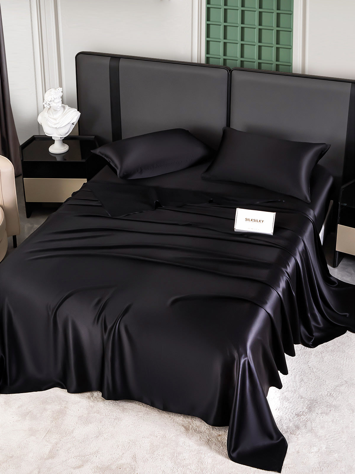 [Zwart] SilkSilky-NL 25Momme Bedding Set 005
