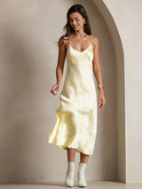 [Lichtgeel] SilkSilky-NL Spaghetti Strap V Neck Nachthemd 006