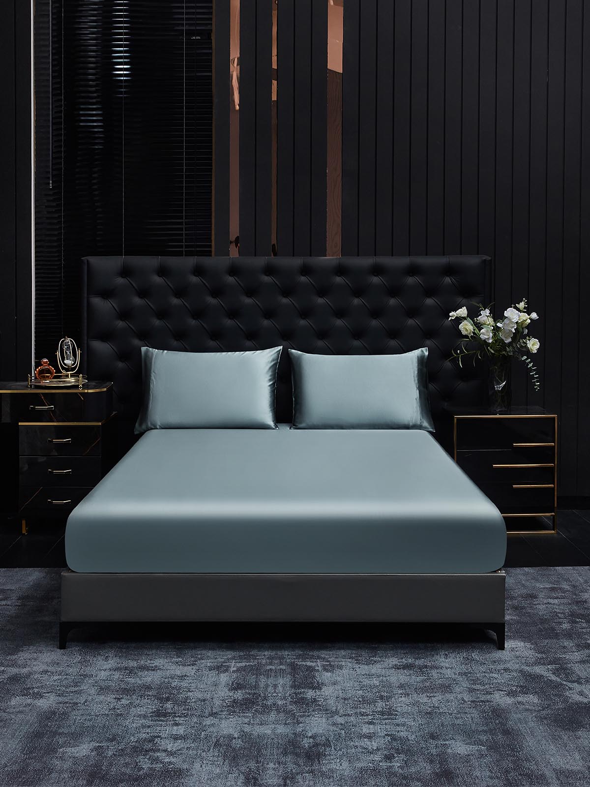 [Grijsachtig Blauw] SilkSilky-NL 19Momme Bedding Set 002