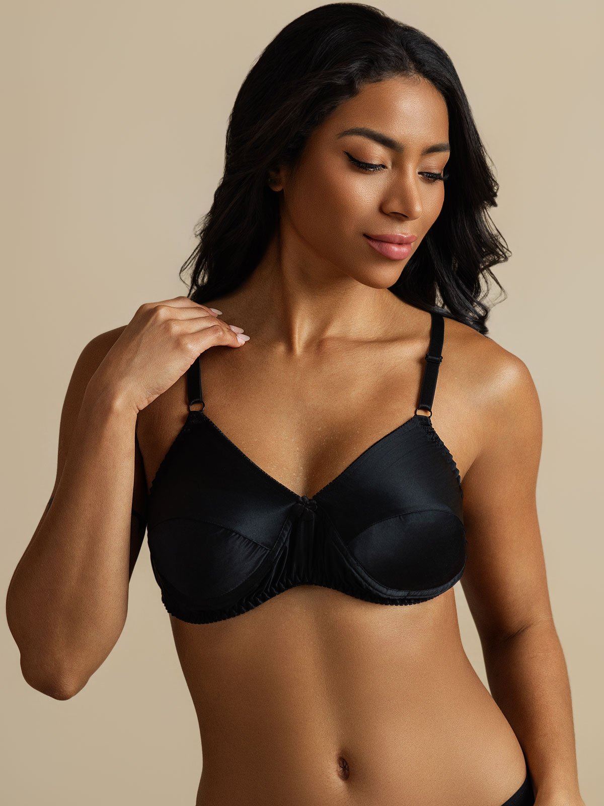 [Zwart] SilkSilky-NL Zijde Bra 007,