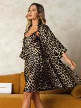 [Leopard] SilkSilky-NL Zijde Nightgown&Robe Set 004,