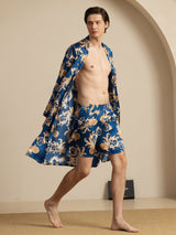 [Navy Draak] SilkSilky-NL Long Sleeve Heren Pyjama Set 004