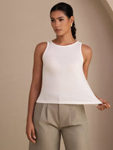 [Wit] SilkSilky-NL Sleeveless Round Neck Cami-Top 004